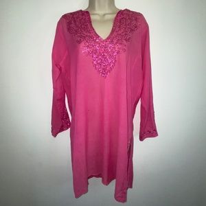 Roberta Freymann Sheer embellished cover top